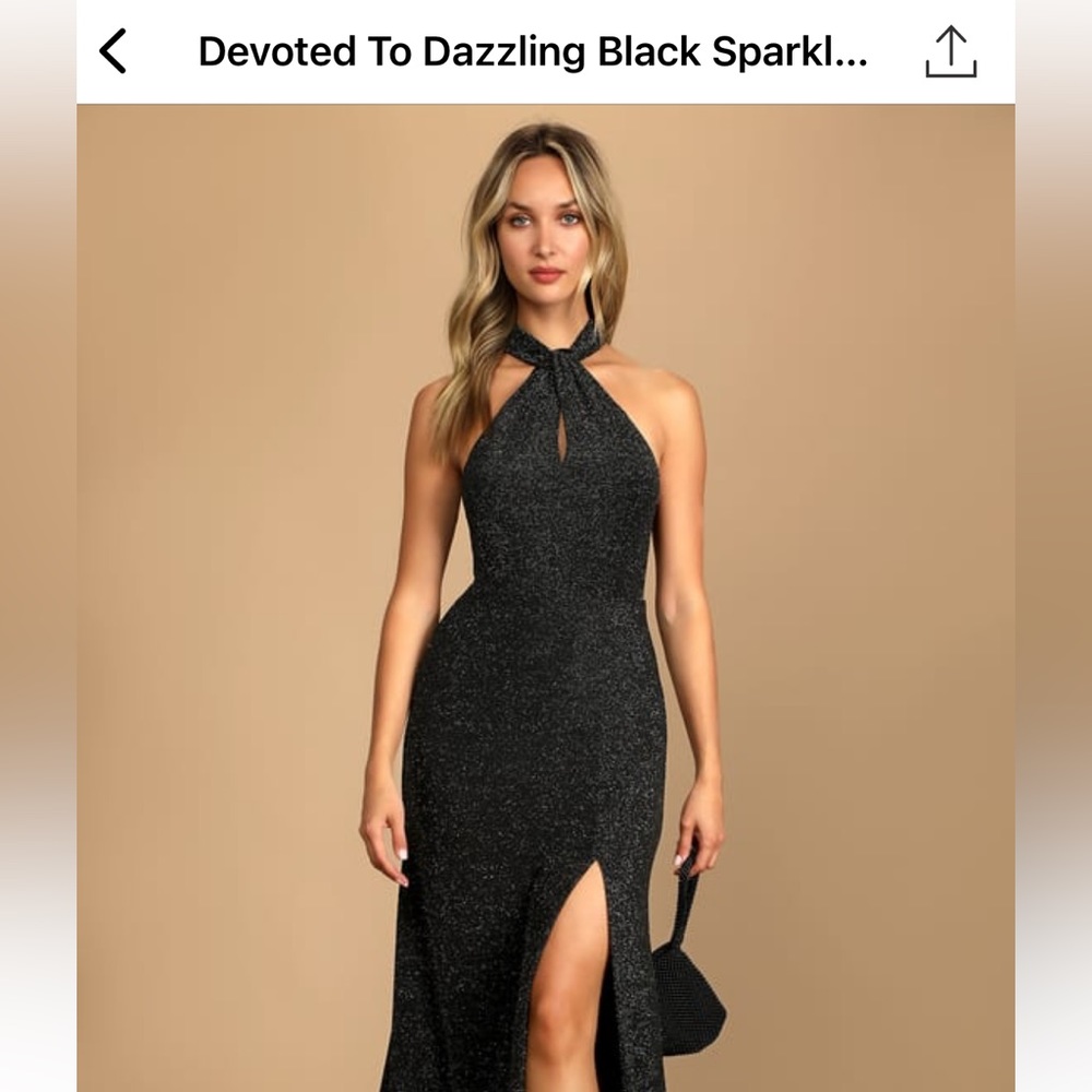 Lulus Black Sparkle Halter Dress